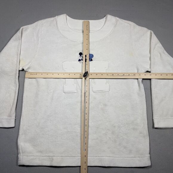 Vintage Disney Sweatshirt Women Large Fleece White BIG‎ M Mickey - Picture 5 of 13